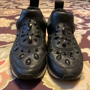 Black rhinestone studded Tory Burch sneakers